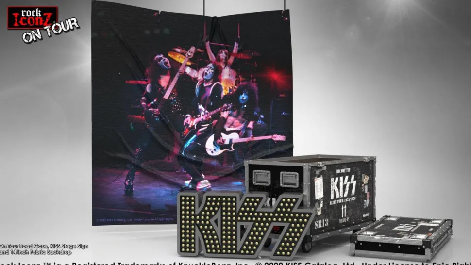 KISS - Alive! Stage Sign Road Case & Stage Backdrop Rock Iconz On Tour Scaled Replica