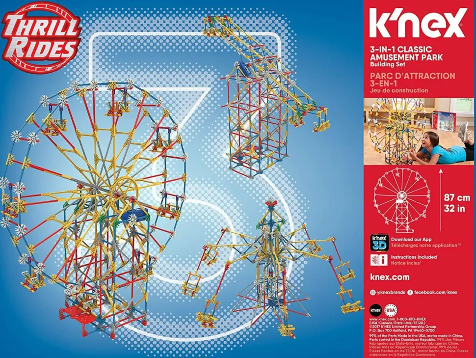 K’Nex - 3-in-1 Classic Amusement Park Construction Set (744 Pieces)