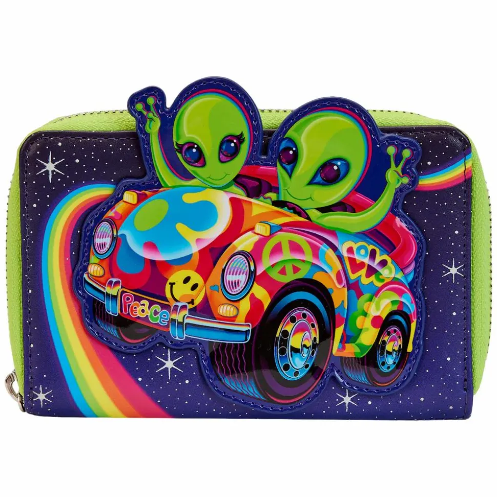Lisa Frank - Cosmic Alien Ride Glow in the Dark 4” Faux Leather Zip-Around Wallet