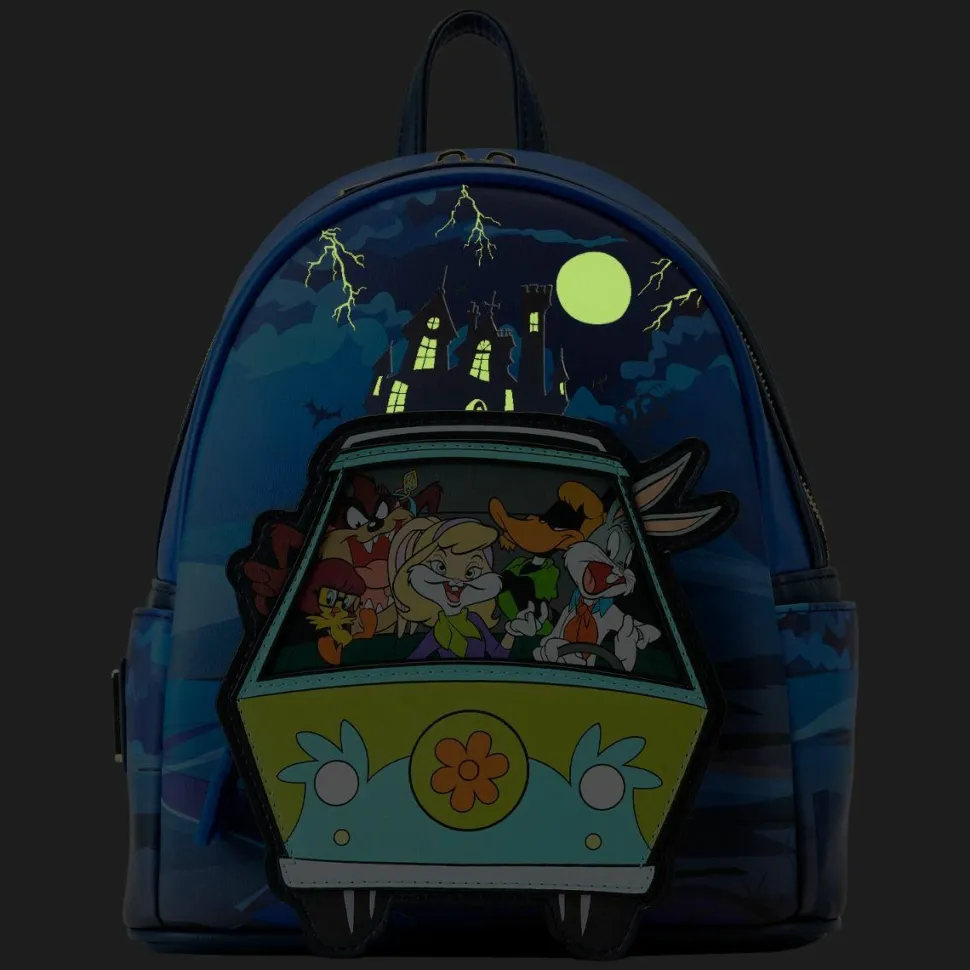 Looney Tunes x Scooby Doo - Warner Bros. 100th Anniversary Mashup Glow in the Dark 10" Faux Leather Mini Backpack