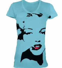 Marilyn Monroe - Red Lips Aqua Female T-Shirt