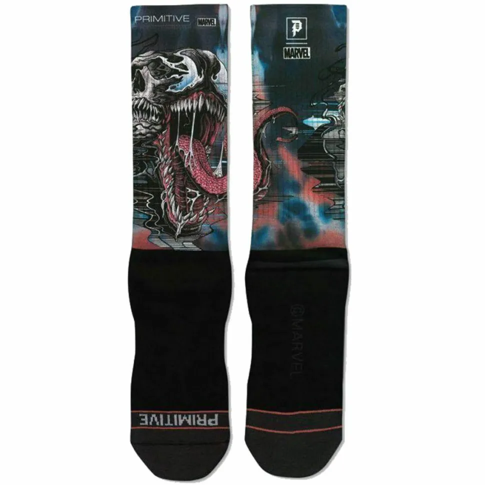 Marvel - Paul Jackson x Primitive Venom Black Crew Socks (One Size)