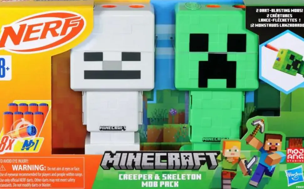Minecraft - Creeper & Skeleton Mob Pack Nerf Dart Blaster 2-Pack