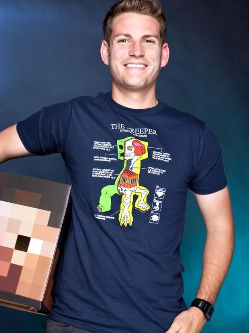 Minecraft - Creeper Anatomy Navy Male T-Shirt