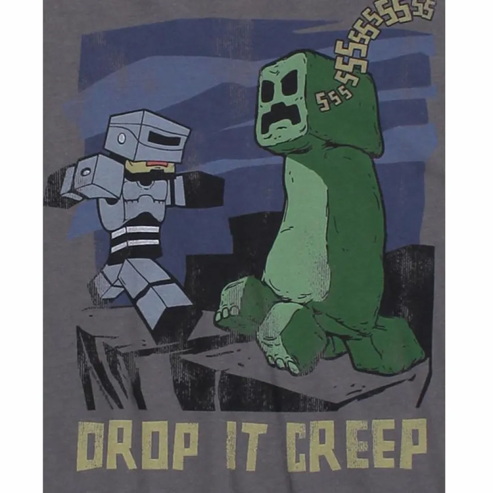 Minecraft - Drop It Creep Grey Male T-Shirt