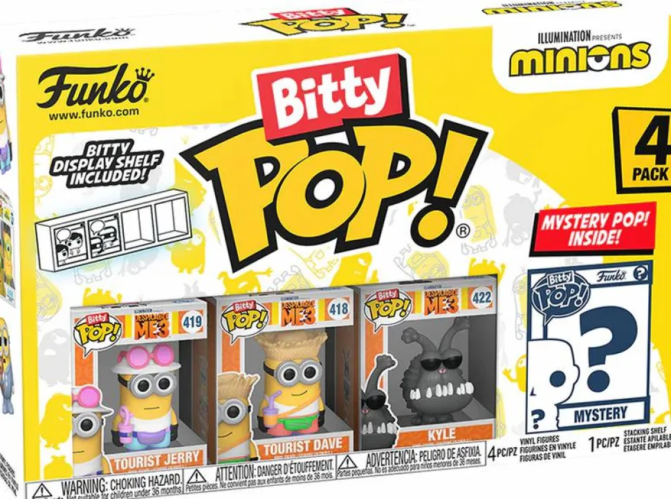 Minions - Tourist Jerry, Tourist Dave, Kyle & Mystery Bitty Pop! Vinyl Figure 4-Pack