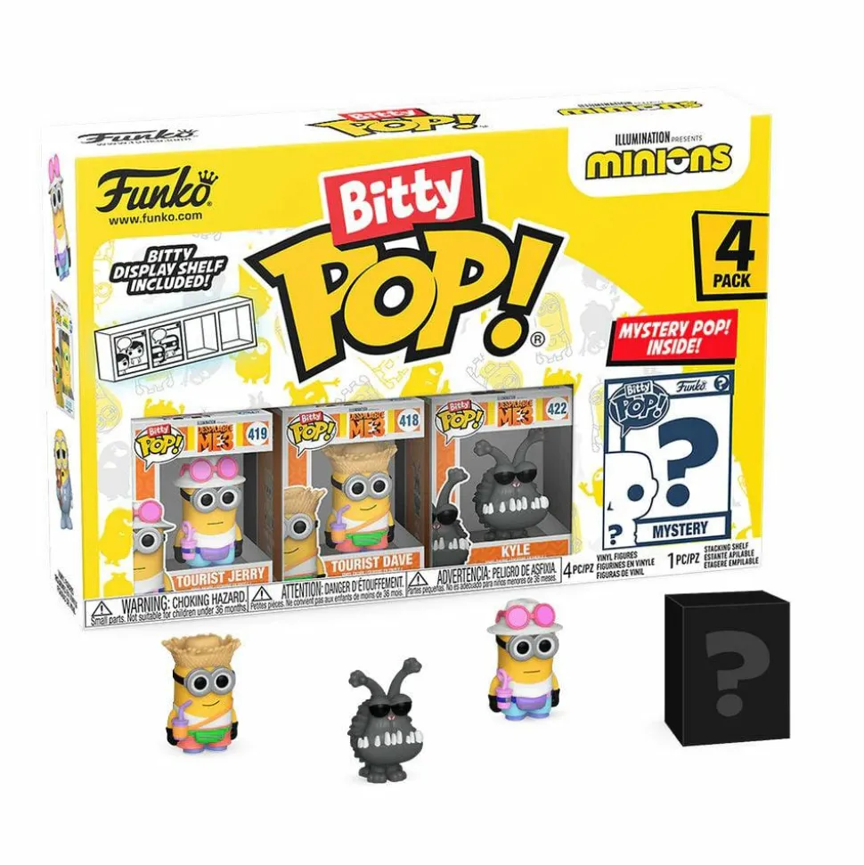 Minions - Tourist Jerry, Tourist Dave, Kyle & Mystery Bitty Pop! Vinyl Figure 4-Pack
