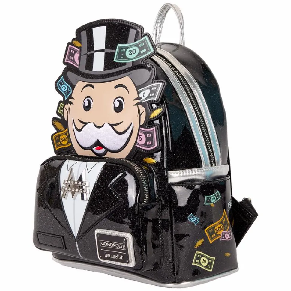 Monopoly - 90th Anniversary Pennybags Glitter Cosplay 10" Faux Leather Mini Backpack