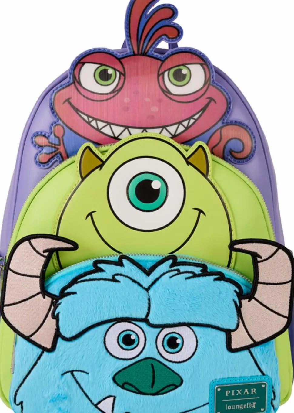 Monsters, Inc. - Sulley, Mike & Randall Triple Pocket Lenticular 12" Faux Leather Mini Backpack