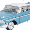 Motormax - Blue 1958 Plymouth Fury Timeless Legends Collection 1/18th Scale Die-Cast Vehicle Replica