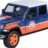 Motormax - Gulf Livery 2021 Jeep Gladiator Rubicon Gulf Collection 1/24th Die-Cast Vehicle Replica