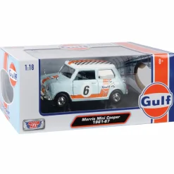 Motormax - Gulf Livery 1961-67 Morris Mini Cooper Gulf Collection 1/18th Die-Cast Vehicle Replica
