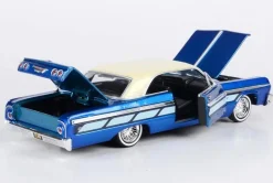 Motormax - Metallic Blue 1964 Chevy Impala Get Low Collection 1/24th Scale Die-Cast Vehicle Replica