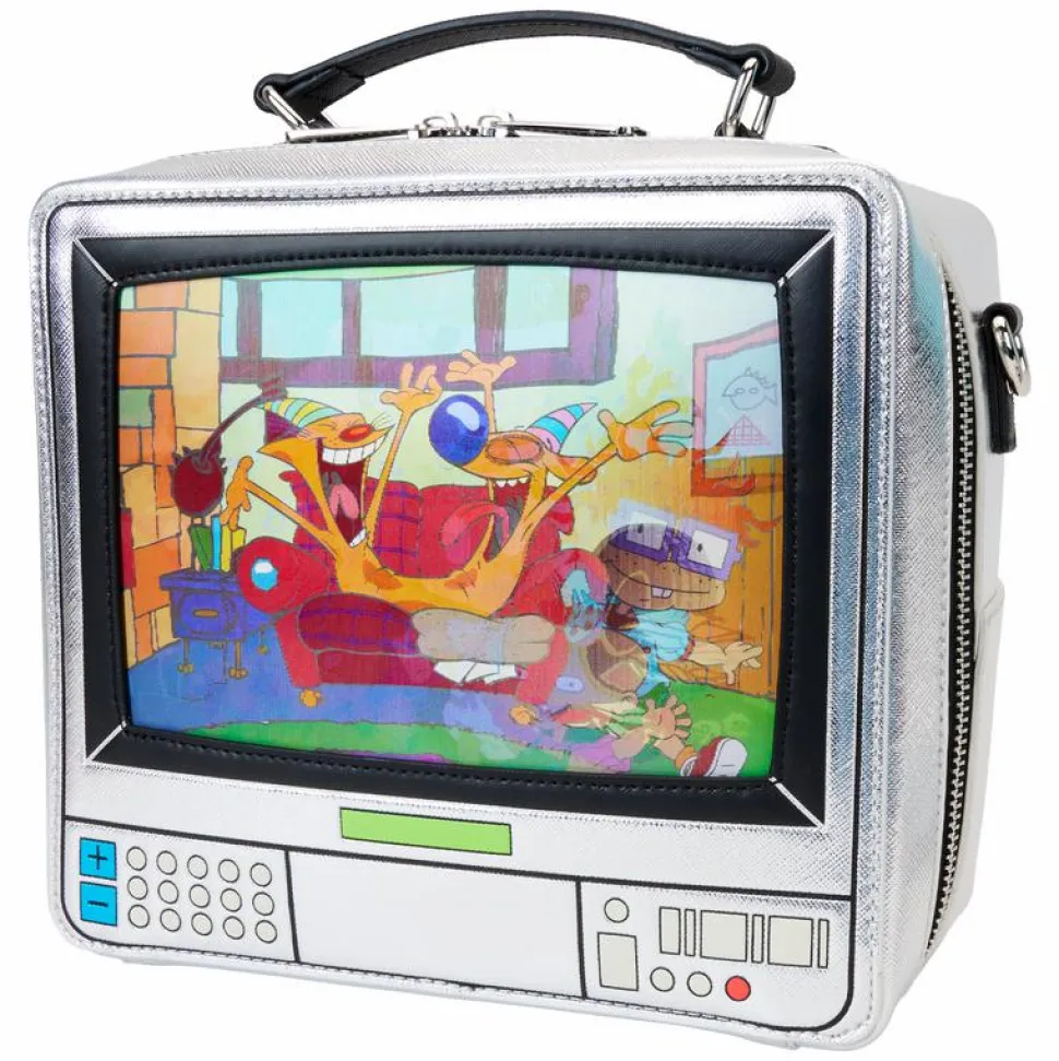 Nickelodeon - Retro TV Triple Lenticular 8" Faux Leather Crossbody Bag with Coin Purse