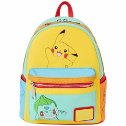 Pokemon - Color Block Starters 10" Faux Leather Mini Backpack