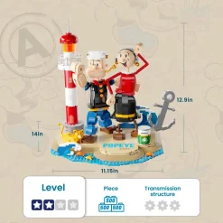 Popeye - Popeye with Olive Oyl Building Block Construction Set (1209 Pieces)