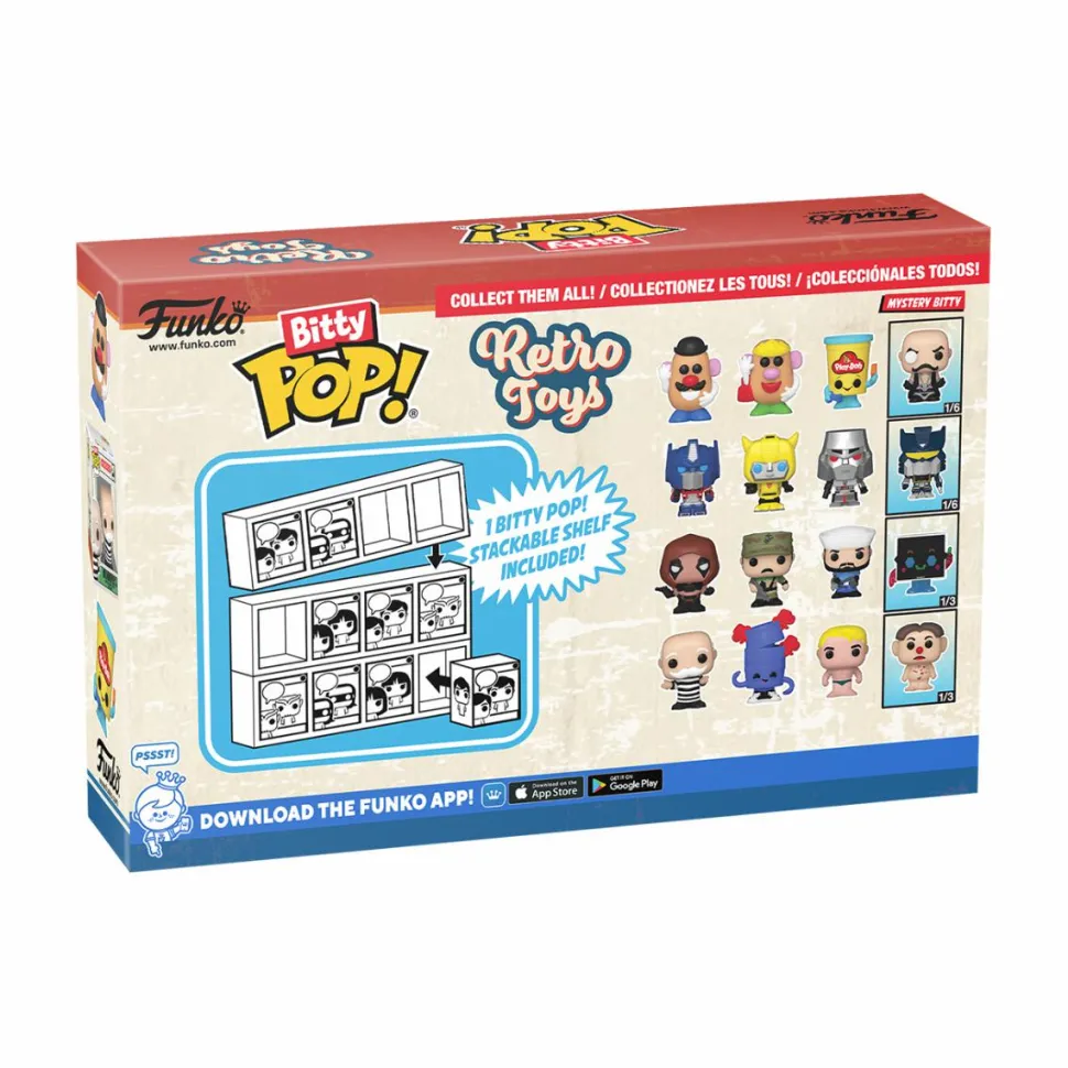Retro Toys - Mr. Monopoly, Barrel of Monkeys, Stretch Armstrong & Mystery Bitty Pop! Vinyl Figure 4-Pack