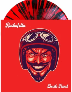 Rockafella - Devils Hand 7" Split Single Vinyl Record (Translucent Red with Black Splatter Vinyl Record)