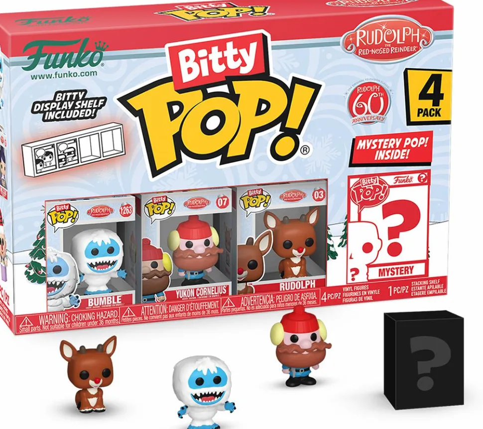 Rudolph the Red-Nosed Reindeer (1964) - Bumble, Rudolph, Yukon & Mystery 60th Anniversary Bitty Pop! Vinyl Figure 4-Pack