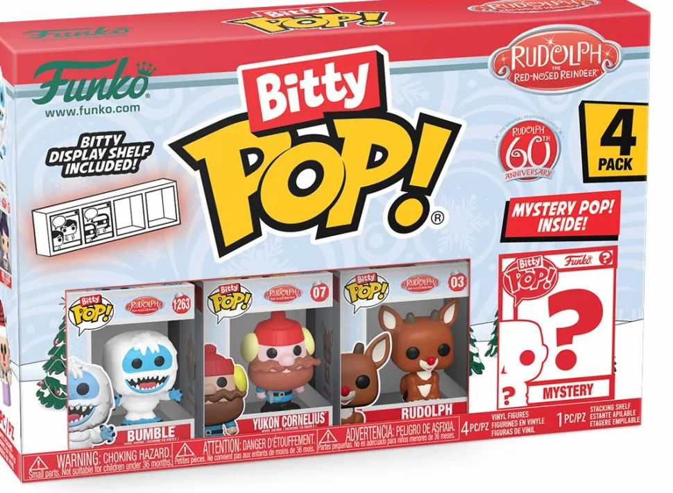 Rudolph the Red-Nosed Reindeer (1964) - Bumble, Rudolph, Yukon & Mystery 60th Anniversary Bitty Pop! Vinyl Figure 4-Pack