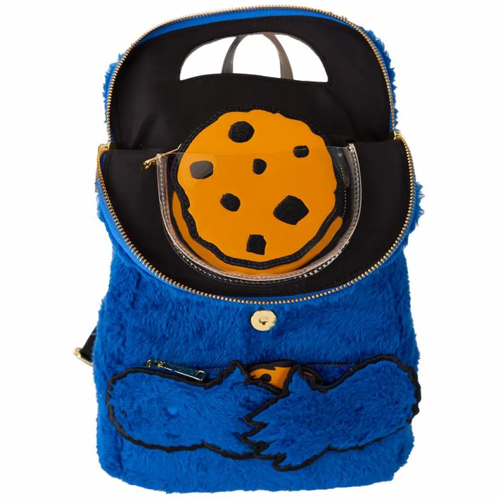 Sesame Street - Cookie Monster Plush 10" Faux Leather Mini Backpack with Coin Purse