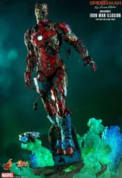 Spider-Man: Far From Home - Spider-Man Stealth Suit & Mysterio's Iron Man Illusion Hot Toys 1/6th Scale Action Figure Bundle (Set of 2)
