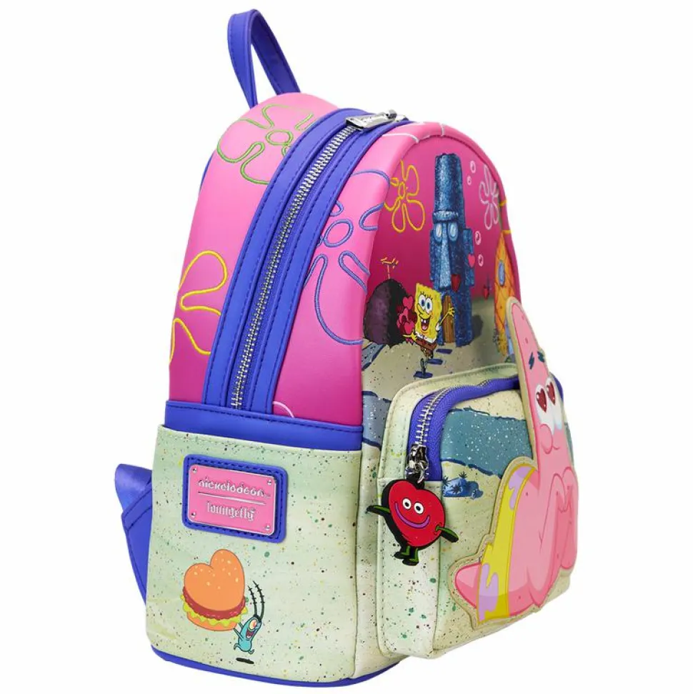 Spongebob Squarepants - Spongebob & Patrick Hearts 10" Faux Leather Mini Backpack