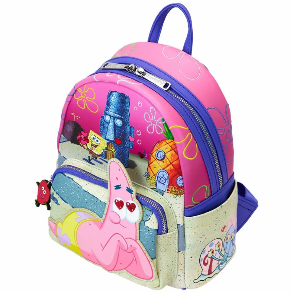 Spongebob Squarepants - Spongebob & Patrick Hearts 10" Faux Leather Mini Backpack