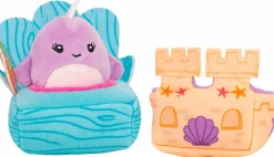 Squishville - Beach Set with Naomi the Narwhal Mini Squishmallows 2” Plush Playset
