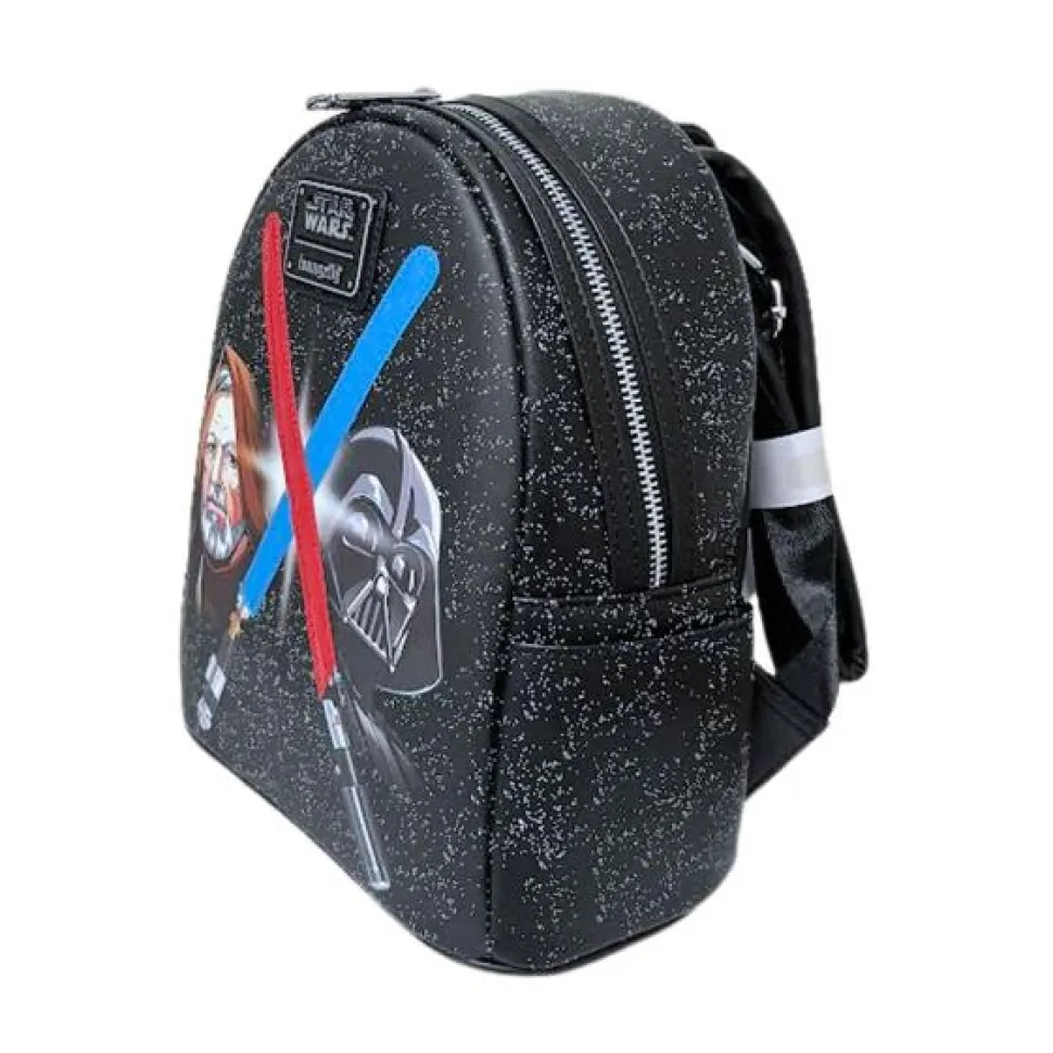 Star Wars - Darth Vader & Obi-Wan Lightsaber Light Up Glow in the Dark 10" Faux Leather Mini Backpack
