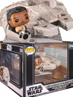 Star Wars - Lando Calrissian with Millenium Falcon Deluxe Pop! Rides Vinyl Figure (2022 Galactic Convention Exclusive)