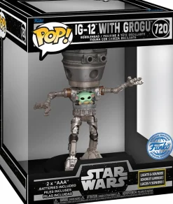 Star Wars: The Mandalorian - IG-12 with Grogu Deluxe Pop! Vinyl Figure with Lights and Sounds (Popcultcha Exclusive)