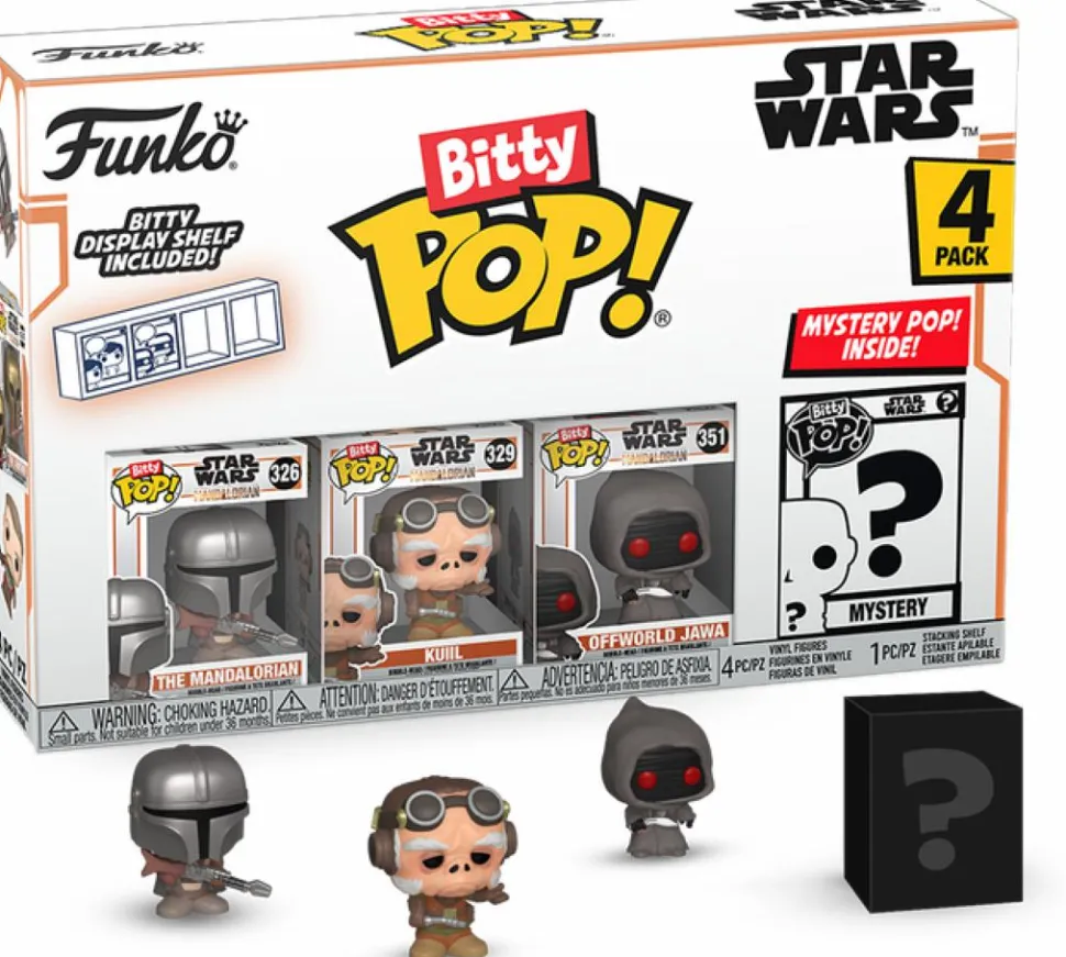 Star Wars: The Mandalorian - The Mandalorian, Kuiil, Offworld Jawa & Mystery Bitty Pop! Vinyl Figure 4-Pack