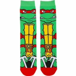 Teenage Mutant Ninja Turtles (1987) - Raphael Animigos 360 Character Crew Socks (US Men's 8-12)