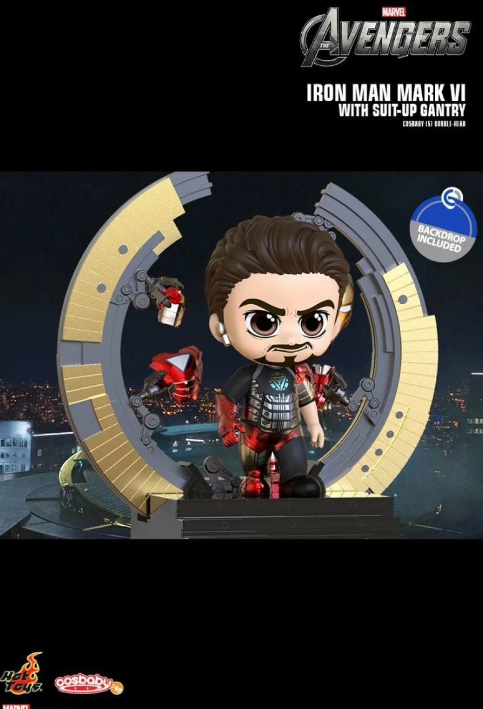 The Avengers - Iron Man Mark VI With Suit-Up Gantry Cosbaby (S) Hot Toys Figure