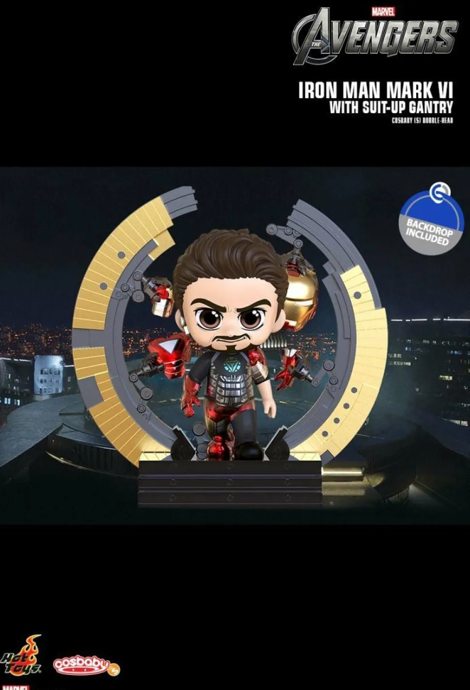 The Avengers - Iron Man Mark VI With Suit-Up Gantry Cosbaby (S) Hot Toys Figure