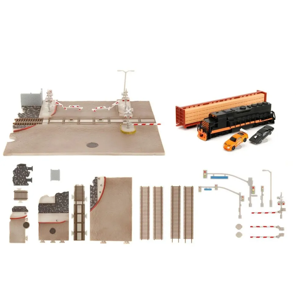 The Fast and the Furious - Final Race (Train Scene) Nano Scene 1.65" Scale Die-Cast Vehicle Diorama Playset