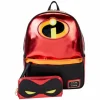 The Incredibles - 20th Anniversary Cosplay Metallic Light Up 12" Faux Leather Mini Backpack with Coin Purse