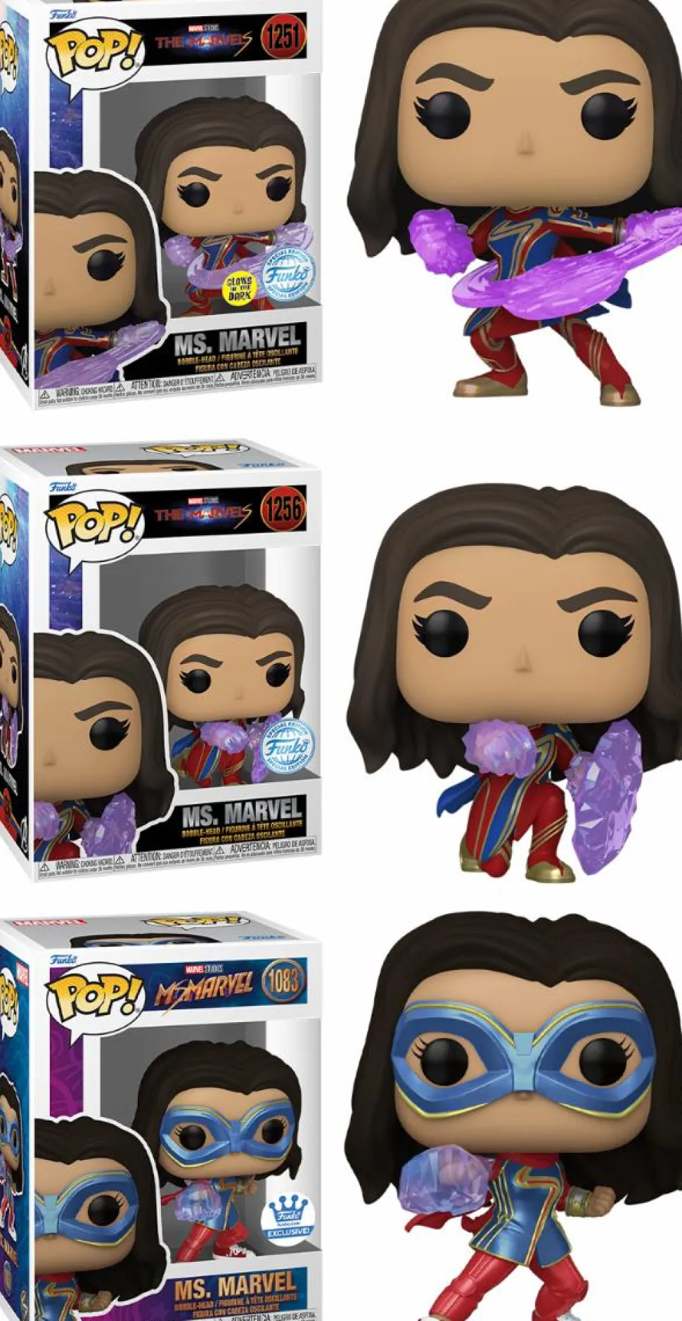 The Marvels (2023) - Ms. Marvel Pop! Vinyl Figure Bundle (Set of 3) (Popcultcha Exclusive)