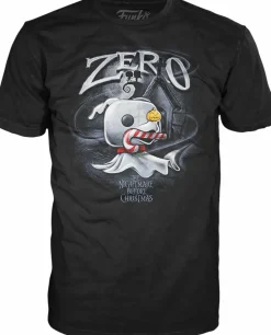 The Nightmare Before Christmas - Zero with Candy Cane Pop! Tees Unisex Black T-Shirt
