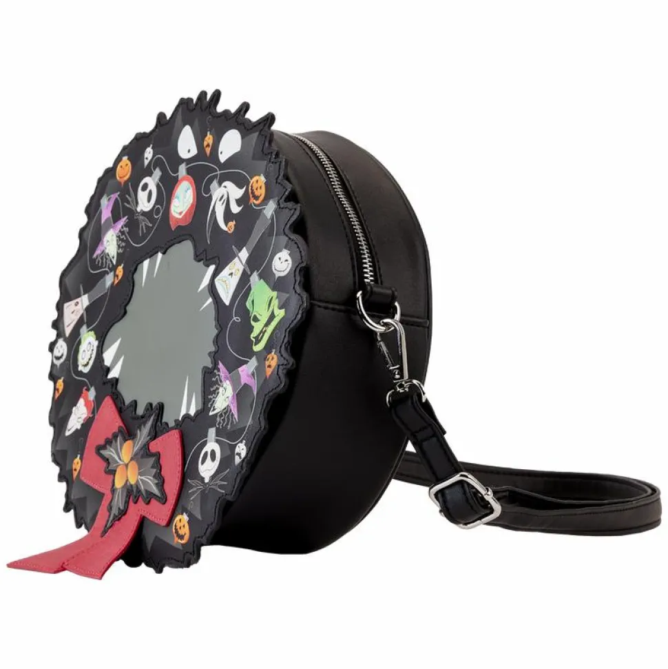 The Nightmare Before Christmas - Wreath String Lights Glow in the Dark 9" Faux Leather Crossbody Bag