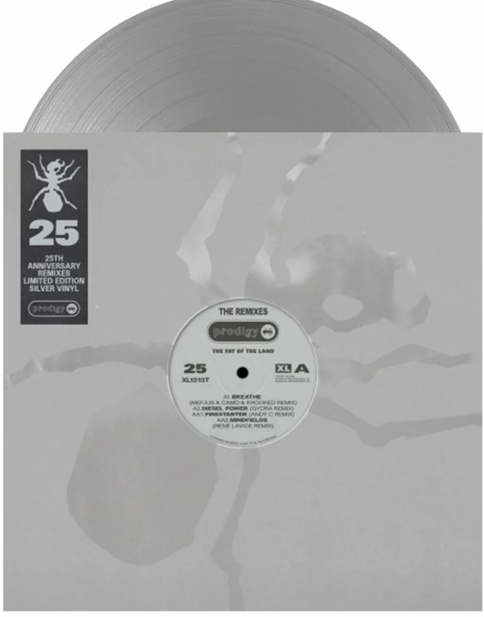 The Prodigy - The Fat of the Land: The Remixes 25th Anniversary LP Vinyl Record (Silver Coloured Vinyl)