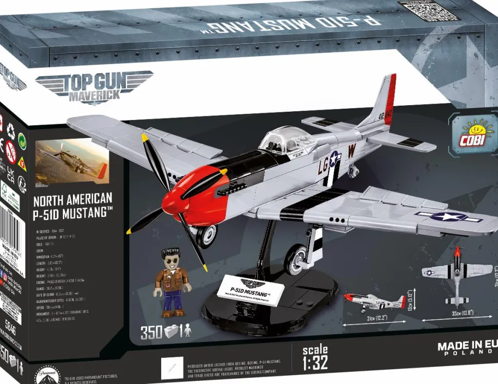 Top Gun: Maverick - North American P-51D Mustang Fighter Plane 1/32 Scale Building Block Construction Set (350 Pieces)