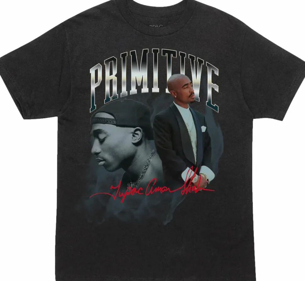 Tupac - Tupac x Primitive Legend Washed Black T-Shirt
