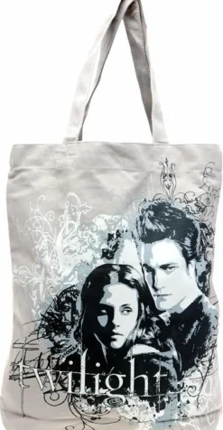 Twilight Saga: Edward and Bella Grey Vector Distressed Tote Bag