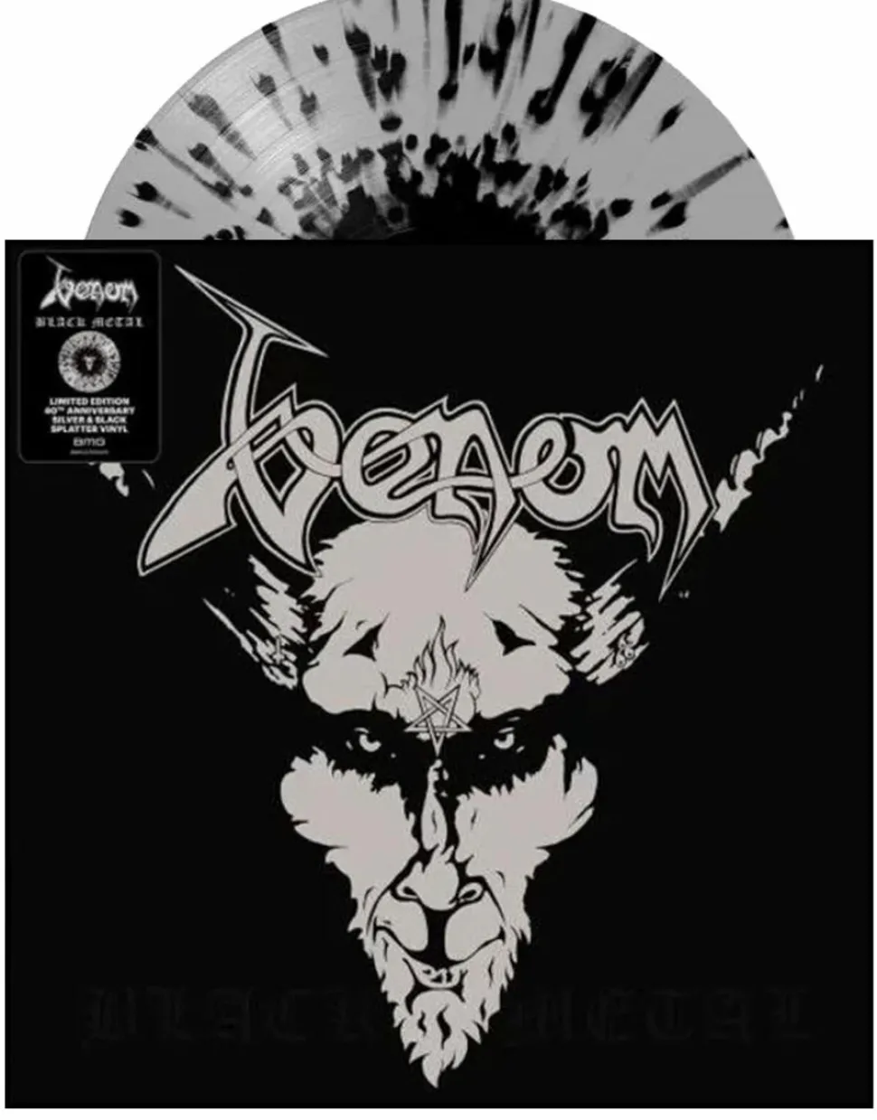 Venom - Black Metal 40th Anniversary LP Vinyl Record (Silver & Black Splatter Vinyl)