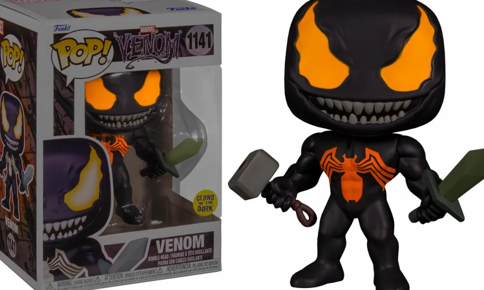 Venom - Venom with Mjolnir and Sword Glow-in-the-Dark Pop! Vinyl Figure (Funko / Popcultcha Exclusive)