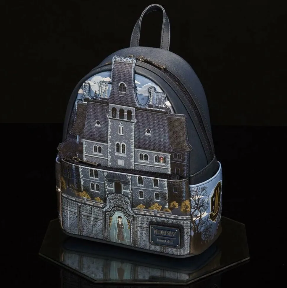 Wednesday (2022) - Nevermore Academy Castle Glow in the Dark 10" Faux Leather Mini Backpack