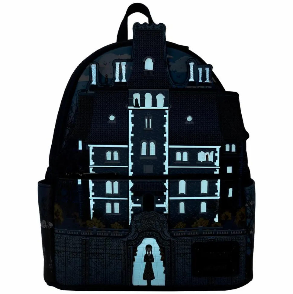 Wednesday (2022) - Nevermore Academy Castle Glow in the Dark 10" Faux Leather Mini Backpack