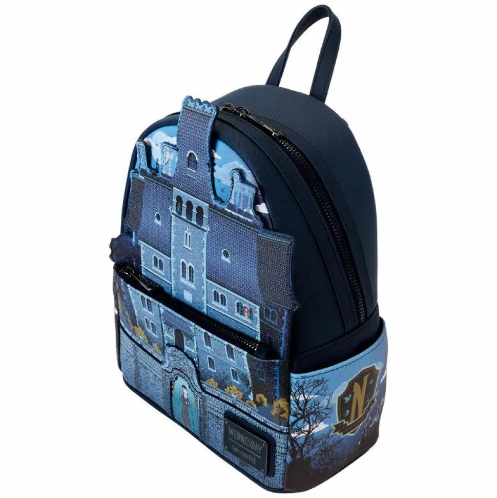 Wednesday (2022) - Nevermore Academy Castle Glow in the Dark 10" Faux Leather Mini Backpack